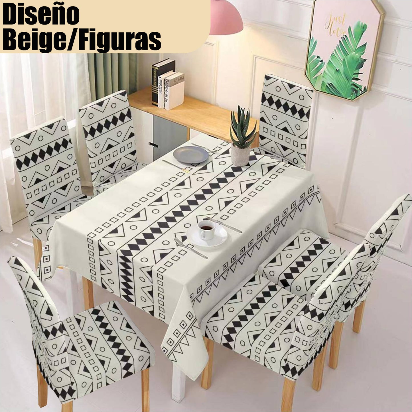 Combo Mantel Comedor + 6 Forros de Silla