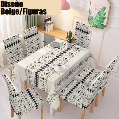Combo Mantel Comedor + 6 Forros de Silla