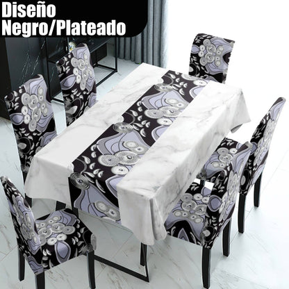 Combo Mantel Comedor + 6 Forros de Silla
