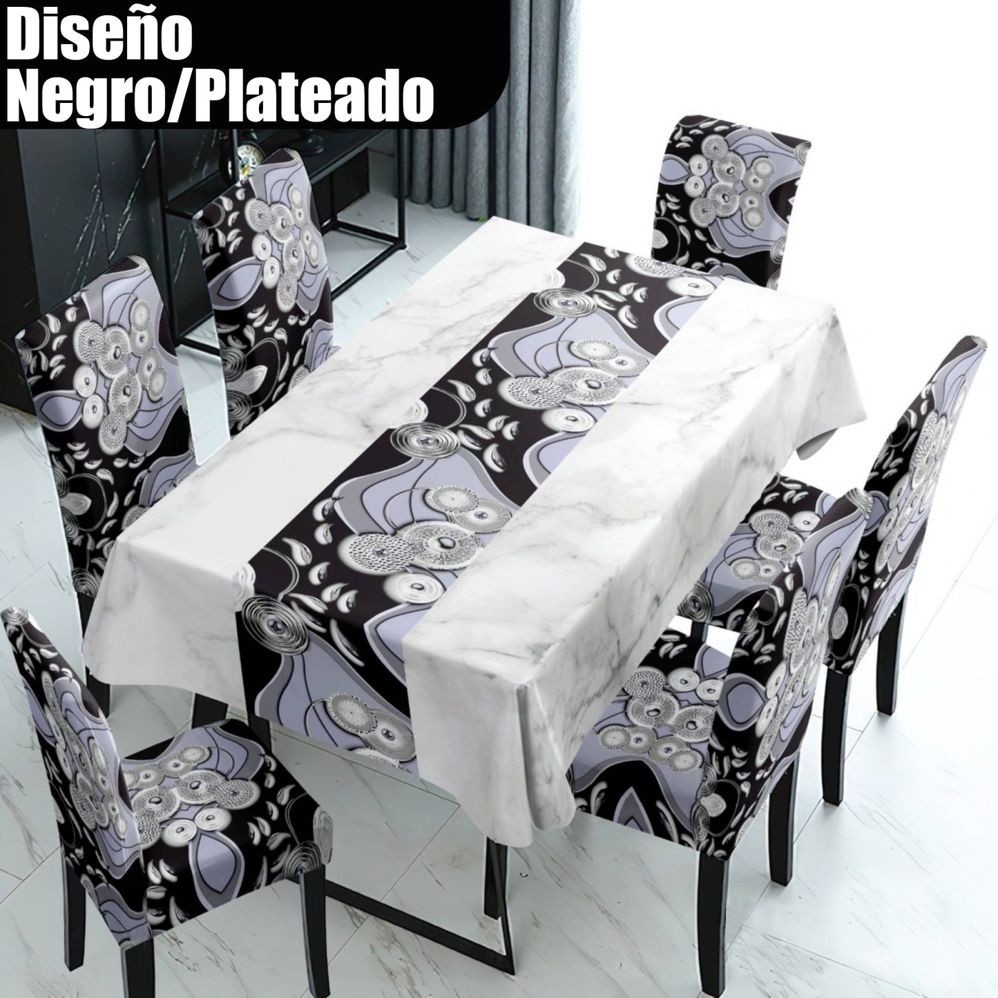 Combo Mantel Comedor + 6 Forros de Silla