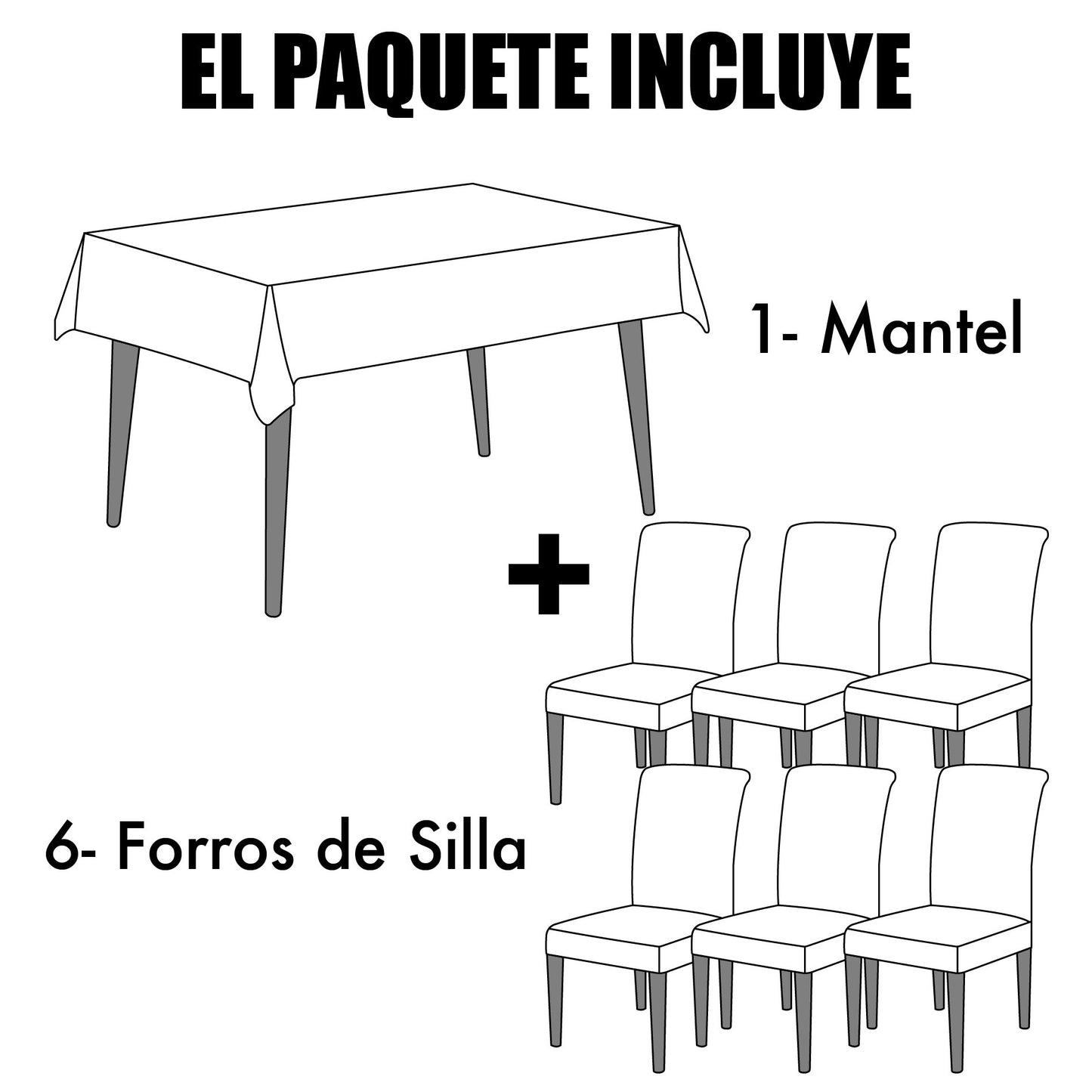 Combo Mantel Comedor + 6 Forros de Silla