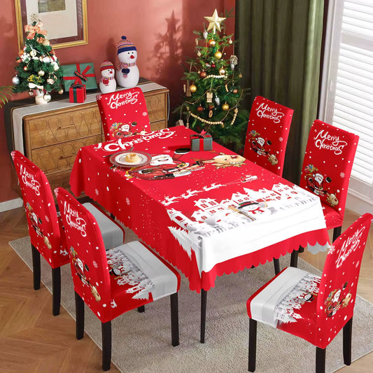 Set mantel + 6 fundas sillas NAVIDAD